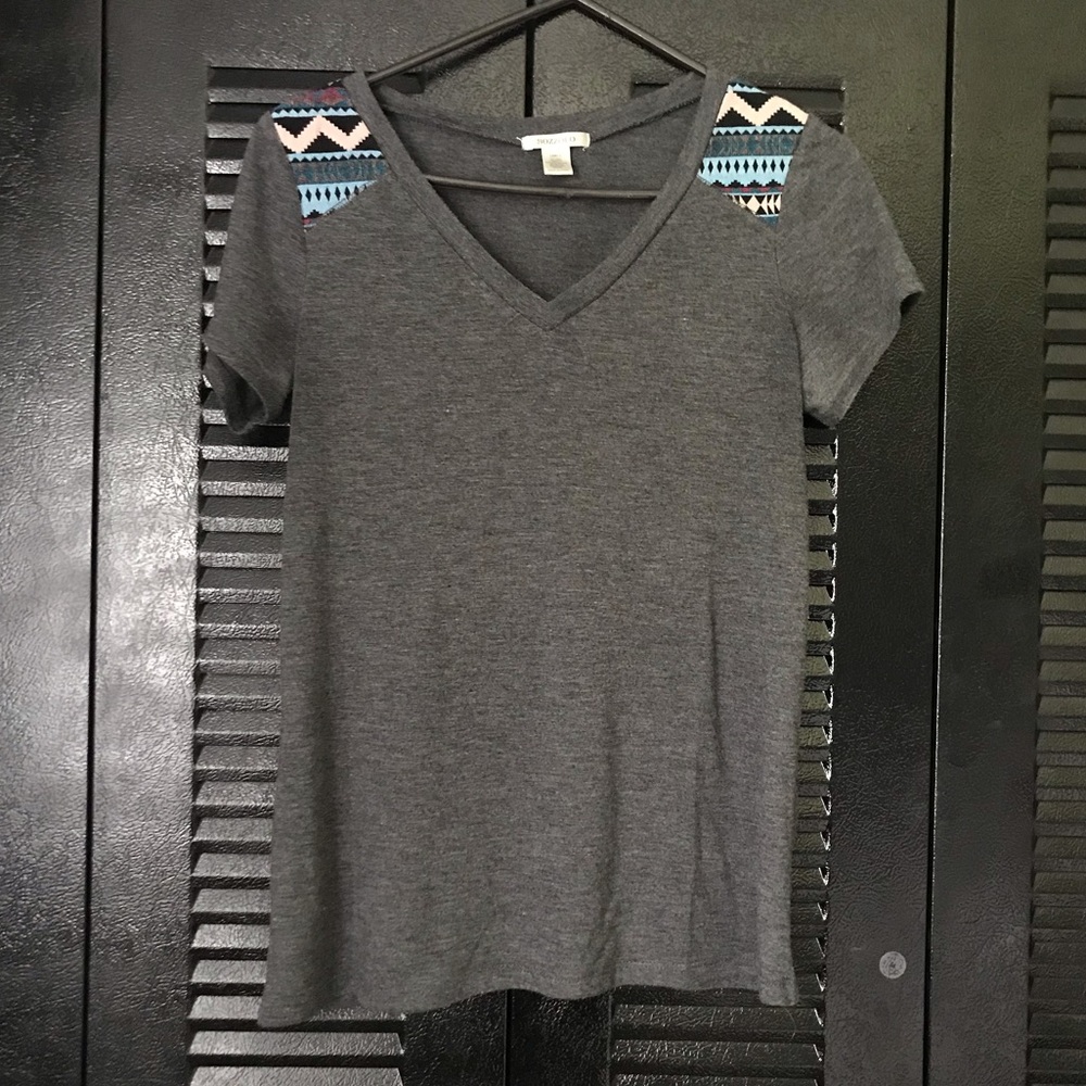 Grey V-neck Top